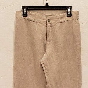 Michelle Belau Light Tan Linen and Cotton Wide Leg Pant  Size 6